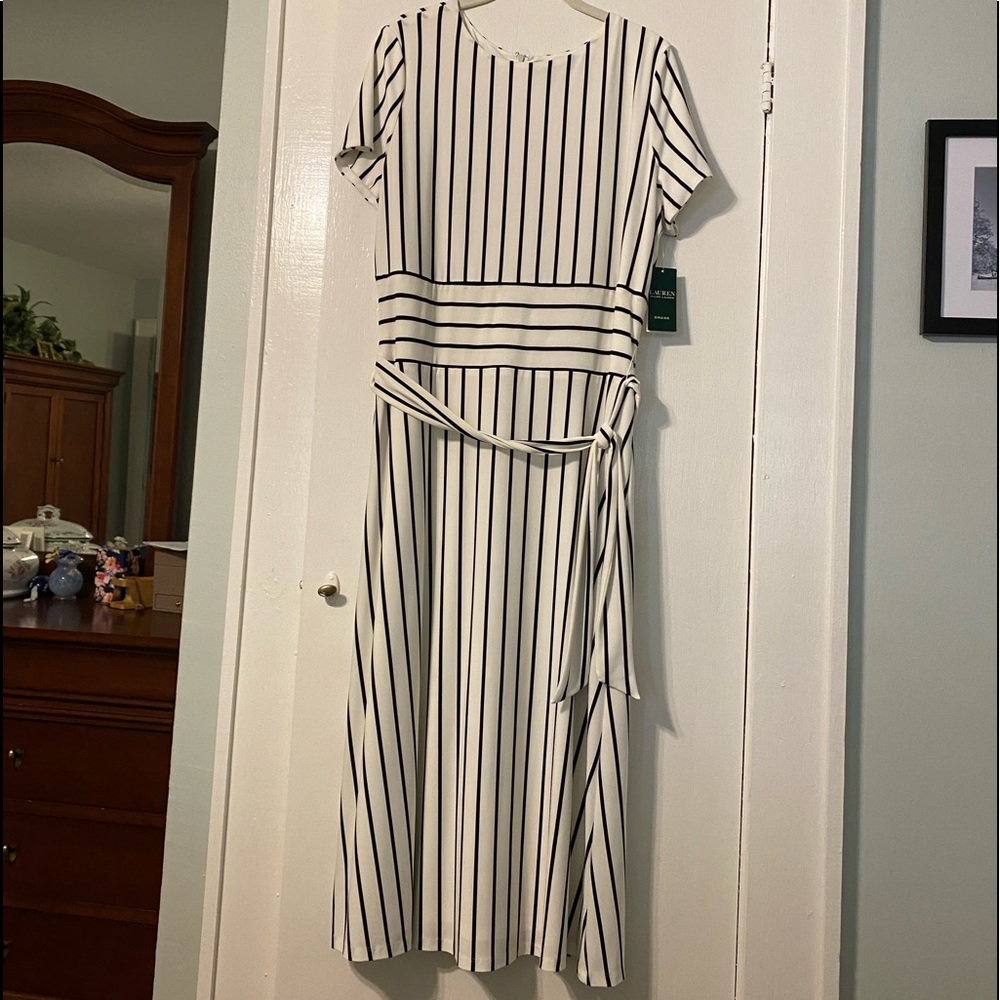 NWT Lauren Ralph Lauren Printed Matte Jersey Kristie ShortSleeve Day Dress Sz16